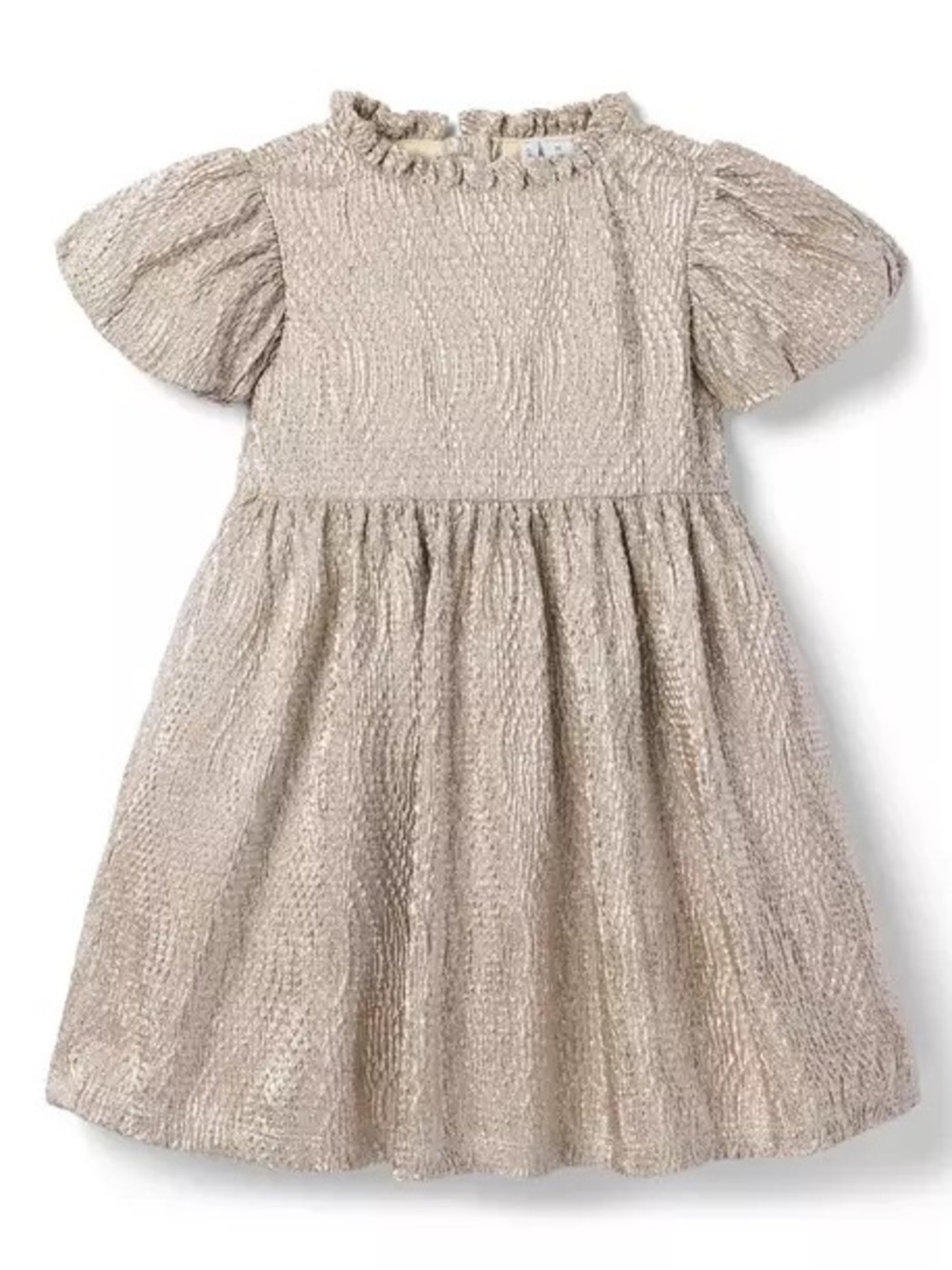 Girls gold metallic textured Janie & Jack dress. Size: 3. Gently Used.